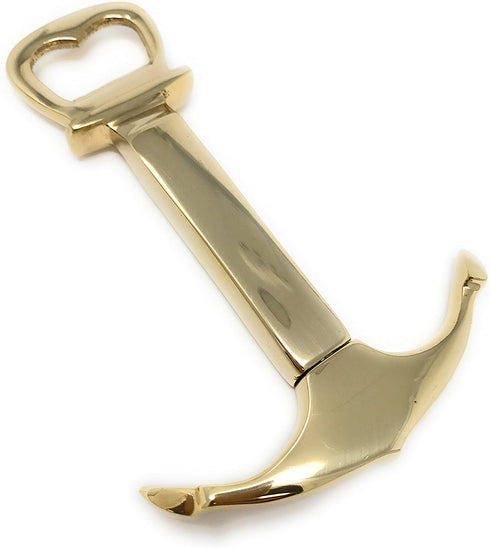 Madison Bay Company Polished Brass Ship's Anchor Corkscrew and Bottle Opener, 2 In 1 Bar Tool, 4.75 Inches Long