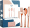 Rose Gold Plastic Silverware Party Utensils Set Heavy Duty Plastic Disposable Cutlery (30 Spoons, 30 Forks & 30 Knives) Ideal for Rose Gold-Themed Elegant Parties, Birthdays & Luxury Weddings
