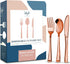Rose Gold Plastic Silverware Party Utensils Set Heavy Duty Plastic Disposable Cutlery (30 Spoons, 30 Forks & 30 Knives) Ideal for Rose Gold-Themed Elegant Parties, Birthdays & Luxury Weddings