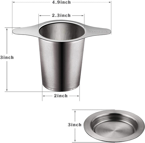 Yoassi Extra Fine 18/8 Stainless Steel Tea Infuser Mesh Strainer with Large Capacity & Perfect Size Double Handles for Hanging on Teapots, Mugs, Cups to Steep Loose Leaf Tea and Coffee (2 Pack)