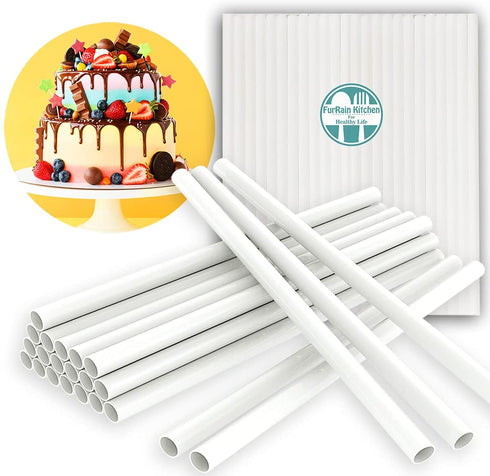 24 Pieces Plastic Cake Dowel Rod White Cake Dowel Rods, 0.4 Inch Diameter Support Rods for Stacking Tiered Cake Cake Sticks (12 Inch)