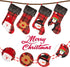 Aitbay Christmas Stockings, 4 Pack 18" Big Xmas Stockings, Burlap Plaid Style with Penguin Santa Snowman Reindeer and Plush Faux Fur Cuff Family Pack Stockings for Xmas Holiday Party Decor