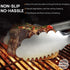 Extra Long (16 Inch) Stainless Steel Tongs For Grilling - Heavy Duty BBQ Utensil with 3-sided Silicone Safety Grips