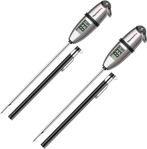 ThermoPro TP-02S?2 Pack? Instant Read Meat Thermometer Digital Cooking Food Thermometer with Super Long Probe for Grill Candy Kitchen BBQ Smoker Oven Oil Milk Yogurt Temperature