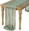 Ling's moment 10Ft x 35" Wide Smoke Green Gauze Semi-Sheer Table Runner Cheesecloth Tablecloth for Wedding Reception Bridal Shower Birthday Party Table Centerpieces Boho Wedding Decor