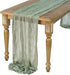 Ling's moment 10Ft x 35" Wide Smoke Green Gauze Semi-Sheer Table Runner Cheesecloth Tablecloth for Wedding Reception Bridal Shower Birthday Party Table Centerpieces Boho Wedding Decor