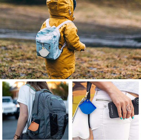 ?4-in-1 Family Pack?Face Mask Cover Case Storage Holder Bag Portable Recyclable Container Organizer, Dustproof Washable Durable Food-Grade Silicone Soft Pocket-Size Mask Storage Bag with Keychains