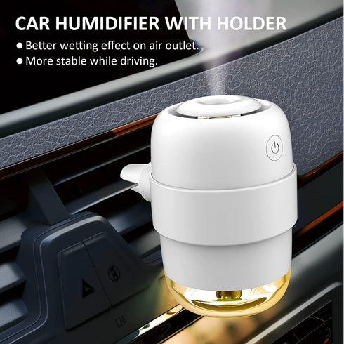 OTWEN Portable Cool Mist Humidifiers, Mini Car Diffuser With Holder, BPA-Free 22dB Quiet Small Air Humidifier for Car, Bedroom, Baby, Plants, Office, Desk, Travel - Auto Shut Off, Night Light