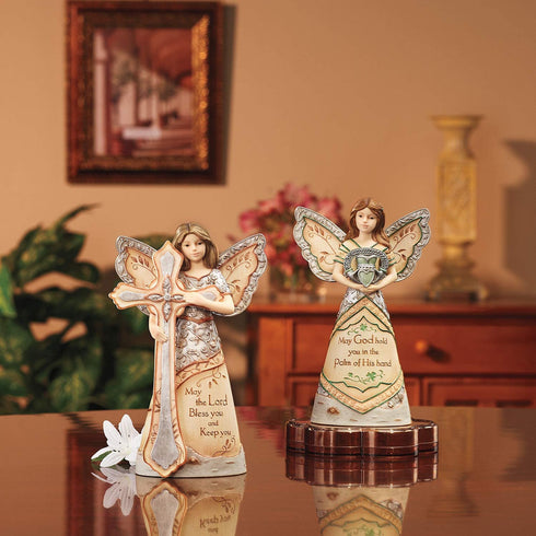 Elements Irish Blessing Angel Figurine by Pavilion, 6-Inch, Inscription May God Hold You in The Palm of His Hand