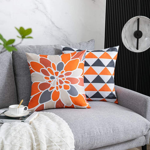 WLNUI Set of 4 Decorative Pillow Covers 20x20 Inch Orange Geometric Modern Throw Pillow Covers Home Sweet Home Decorative Square Cushion Case for Sofa Couch Chair Farmhouse Home Decor