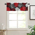 Red Dahlia Valance Curtain Rod Pocket Window Curtain Modern Art Abstract White Red Chrysanthemum Flower Black Washable Window Treatment for Living Room Bedroom Kitchen Home Decor 54x19in
