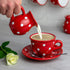 Handmade Red and White Polka Dot Small 150ml/5oz Ceramic Creamer, Milk Jug, Pourer, Pitcher Jug, Pottery Housewarming Gift for Tea Coffee Lovers by City to Cottage®
