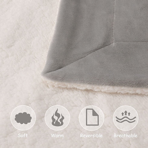 NANPIPER Baby Sherpa Blanket,Warm Toddler Throw Blanket,Soft Newborn Fleece Blanket for Winter (Light Grey,30x40 inches)