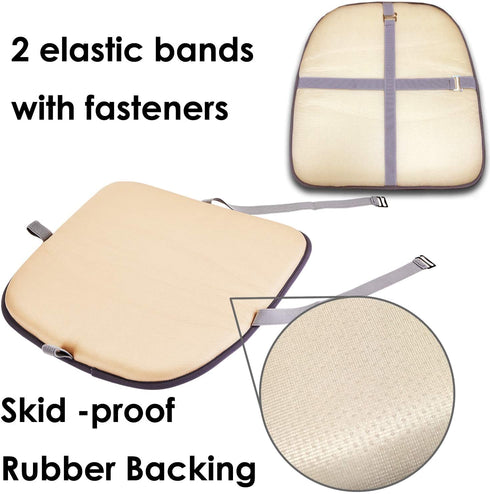 Big Hippo Chair Pads, Memory Foam Chair Seat Cushion Non Slip Rubber Back Thicken Chair Padding with Elastic Bands for Home Office Outdoor Seats (Gray-1pc)