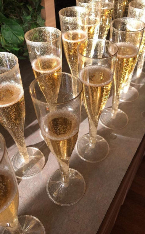 Gold Glitter Plastic Classicware Glass Like Champagne Wedding Parties Toasting Flutes (1 Box = Quantity 30)