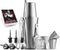 FineDine 14-Piece Cocktail Shaker Set Bartender Kit - Boston Shaker w/ Strainer, Bar Jigger, Bar Spoon & More - Full Stainless Steel Cocktail Set w/ Bar Tools - Drink Mixer Bar Set - Bar Accessories