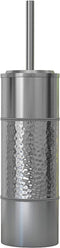 nu steel Hammer Detail Stainless Steel Toilet Brush with Covered Metal Case Finish Comes with a Complete Plastic Liner Inside to Prevent Dripping, Silver