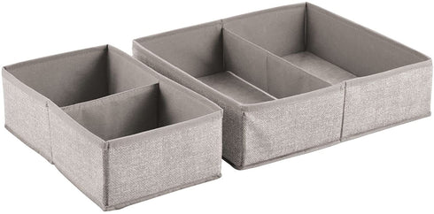 mDesign Soft Fabric Dresser Drawer and Closet Storage Organizer Set for Child/Kids Room, Nursery, Playroom, Bedroom - Rectangular Organizer Bins with Textured Print - Set of 4 - Linen/Tan