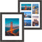 NUOLAN 11x14 Picture Frame Weathered Black Wood Pattern Set of 2 with 4 Mats, Display - 8x10 Picture or Five 4x6 Photos with Mat, 11x14 Without Mat (NL-PF11X14-DG)