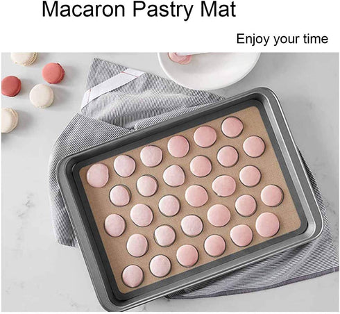 QAQGEAR 4 Pack Silicone Macaron Baking Mats for Making Macaroons Bread and Pastry, Non-Stick, with Silicone Brush and Muffin Cake Mold Cupcake Pan, BPA Free
