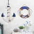 2 Pack 13" Nautical Beach Wooden Ship Anchor and 10 " Nautical Life Ring Wall Beach Decor , Nautical Theme Home Decoration (Dark Blue)