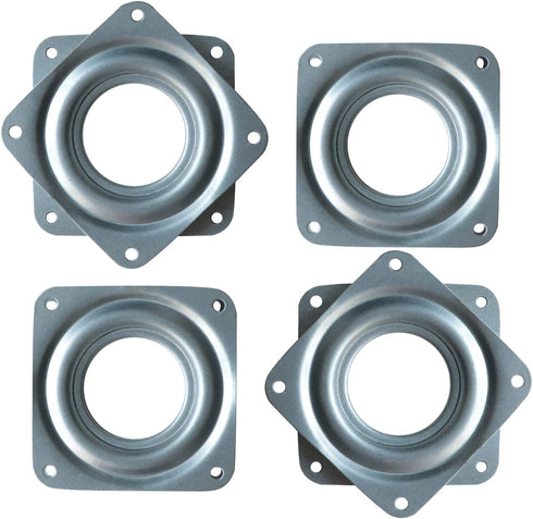 4 Pack 3 Inch Square Lazy Susan Turntable Bearings Hardware Small Rotating Bearing Plate with 150 Pound Capacity (Silver)