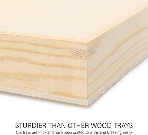 LotFancy 5PC Wooden Nested Serving Trays, Unfinished Natural Wood Trays with Handles, for Craft and Decor, Food Organizer for Breakfast, Lunch, Dinner