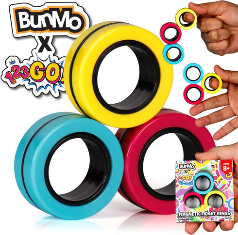 BunMo Fidget Toys - Magnetic Rings Fidget Toy Fidgets. The 123GO! Fidget Rings, Fidget Toys for Adults, Anxiety and ADHD Toys, Fidgets for Adults Teens and Kids.