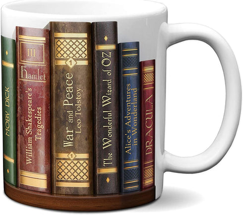Bookshelf Mug. Coffee Mug with the famous books' titles, Bookish Mug, Literary Mug, Book Lover Mug