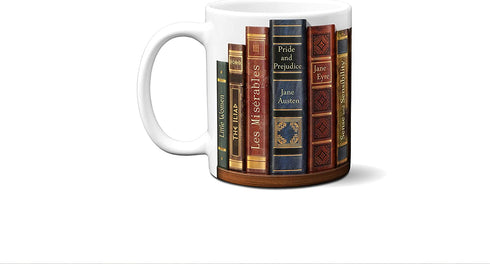 Bookshelf Mug. Coffee Mug with the famous books' titles, Bookish Mug, Literary Mug, Book Lover Mug