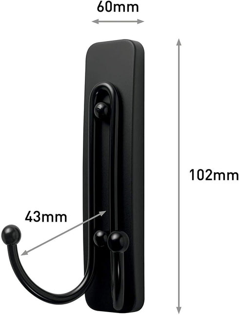 Command Large Wall Hooks, 2 Pack, Matte Black, Organize Damage-Free