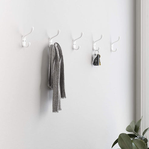 Franklin Brass B42302M-W-C 3" Heavy Coat and Hat Hook (5 Pack), 5-Pack, White