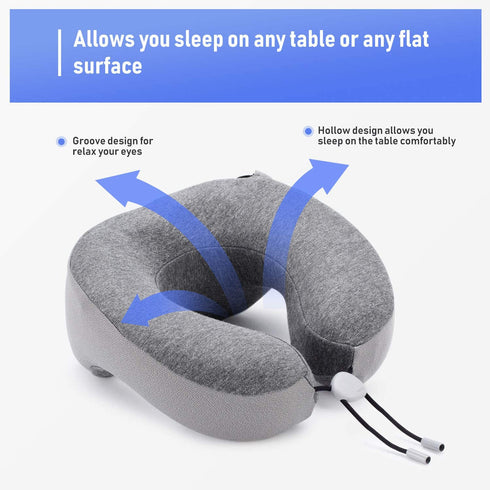 Phixnozar Memory Foam Travel Pillow Neck Pillow, Ideal for Airplane Travel Comfortable and Lightweight Improved Support Design Machine Washable Cover Must-Have Travel Accessories