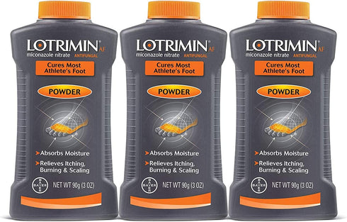 Lotrimin AF Athlete's Foot Antifungal Powder, Miconazole Nitrate 2% Treatment, Clinically Proven Effective Antifungal Treatment of Most AF, Jock Itch and Ringworm, 3 Oz (Pack of 3)