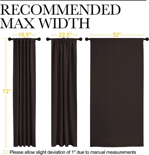 NICETOWN Insulated Curtains Room Darkening Drapery Panels - (Toffee Brown Color) 52 inchesx72 inches, Set of 2 Pieces, Noise Reducing Room Darkening Drapes for Patio