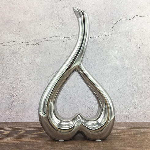 Anding Love Ceramic Art Vase 10 inch High Gold, Silver, Red, Black, White, Home Office, Decoration Choose The Ideal Wedding Special Occasion (LYY02 Silver)