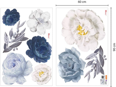 WALPLUS Peony Flowers Rose Wall Decals Peel and Stick Wall Sticker Oversized Murals for Home Bedroom Nursery Room Floral Transparent Wall Decor