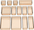 SMARTAKE 13-Piece Drawer Organizer with Non-Slip Silicone Pads, 5-Size Desk Drawer Organizer Trays Storage Tray for Makeup, Jewelries, Utensils in Bedroom Dresser, Office and Kitchen (Light Brown)