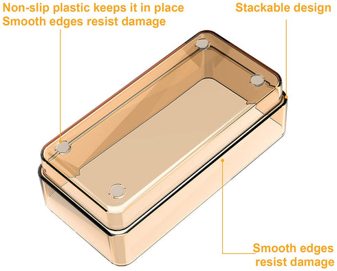 SMARTAKE 13-Piece Drawer Organizer with Non-Slip Silicone Pads, 5-Size Desk Drawer Organizer Trays Storage Tray for Makeup, Jewelries, Utensils in Bedroom Dresser, Office and Kitchen (Light Brown)