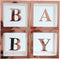 Rose Gold Baby Shower Boxes Party Decorations 4 Clear & Transparent Blocks, First Birthday Centerpiece Decor Supplies for Boys and Girls, Gender Decor (Rose gold)