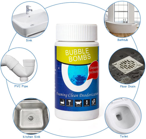4pcs Bubble Bombs Drain Cleaner, Quick Dredge Pipeline, Powerful Sink Drain Cleaner, Magic Fast Foaming Drain Cleaner, Pipe Dredge Powder, for Kitchen Toilet Pipeline Quick Cleaning Tool ?120g*4?