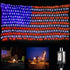 American Flag Lights, 6.56ft x 3.28ft Red White Blue Led Flag Lights, 390 LED Flag Net Lights with 8 Modes for Independence Day, Memorial Day, Christmas Day, Festival Decorations