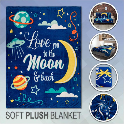 Infinity Republic - Love You to The Moon & Back Super Plush Blanket - Perfect for Babies, Kids, Teens, Gifts, Nurseries, etc!