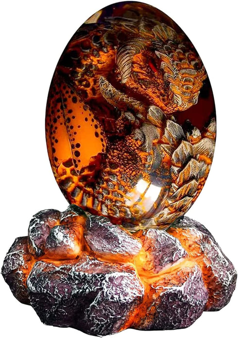 Lava Dragon Egg Fire Pocket Dragon, Luminous Dream Crystal Transparent Dragon Egg, Handmade Sculpture Fire Pocket Dragon Souvenir, Resin Sculpture Desktop Ornaments (red1)