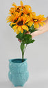 HOME-X Large Owl Design Ceramic Cooking Utensil Holder, Kitchen Decor for Cooking Accessories, Ceramic Utensil Holder-Multipurpose- Aqua Blue-7? H x 4? D