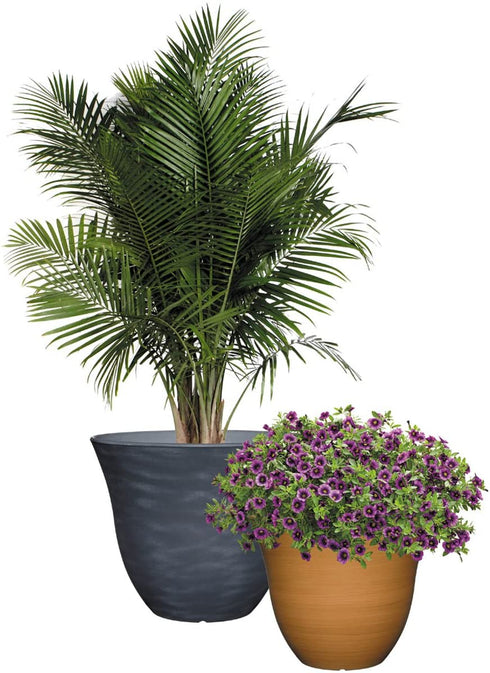 Classic Home and Garden Honeysuckle Planter, Patio Pot, 13" Fossil Stone