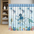 Sea Animal Shower Curtain Octopus Turtle Starfish Undersea Creatures Blue Stripe Design Decor,Ocean Fabric Bathroom Set Hooks 70'Wx 70'
