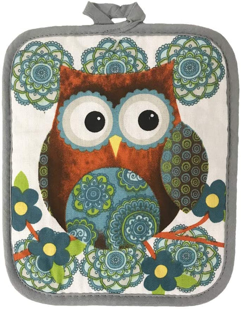 American Linen Owl Set Oven Mitts and Pot Holders - Kitchen Towels and Dish Cloths Sets - Oven Mitts - Tea Towels - Dish Cloths Set