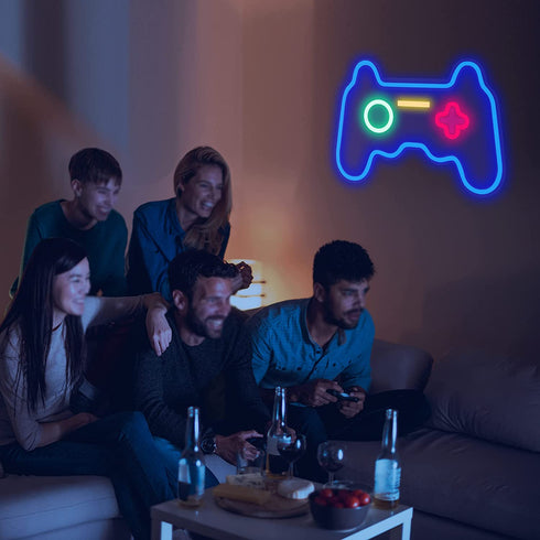 HSEFURNI Neon Sign, Gaming Neon Lights for Bedroom Wall Decor USB Powered Light Up Blue LED Signs, for Gamer Room Decor, Boys, Kids, Teen Gifts Idea, Game Room Accessories, and Party Decorations, 16"x11"