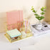 Desk Organizer for Women,Cute Mesh Office Supplies Accessories Essentials Caddy with 5 Compartments+1 Mini Sliding Drawer for Home & Office Desktop Organization & Decor, Gold
